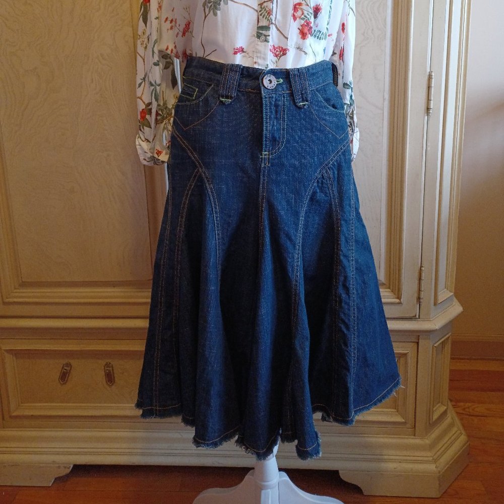 SOLD!!! RONIT Jean Flary Midi Skirt Size 38